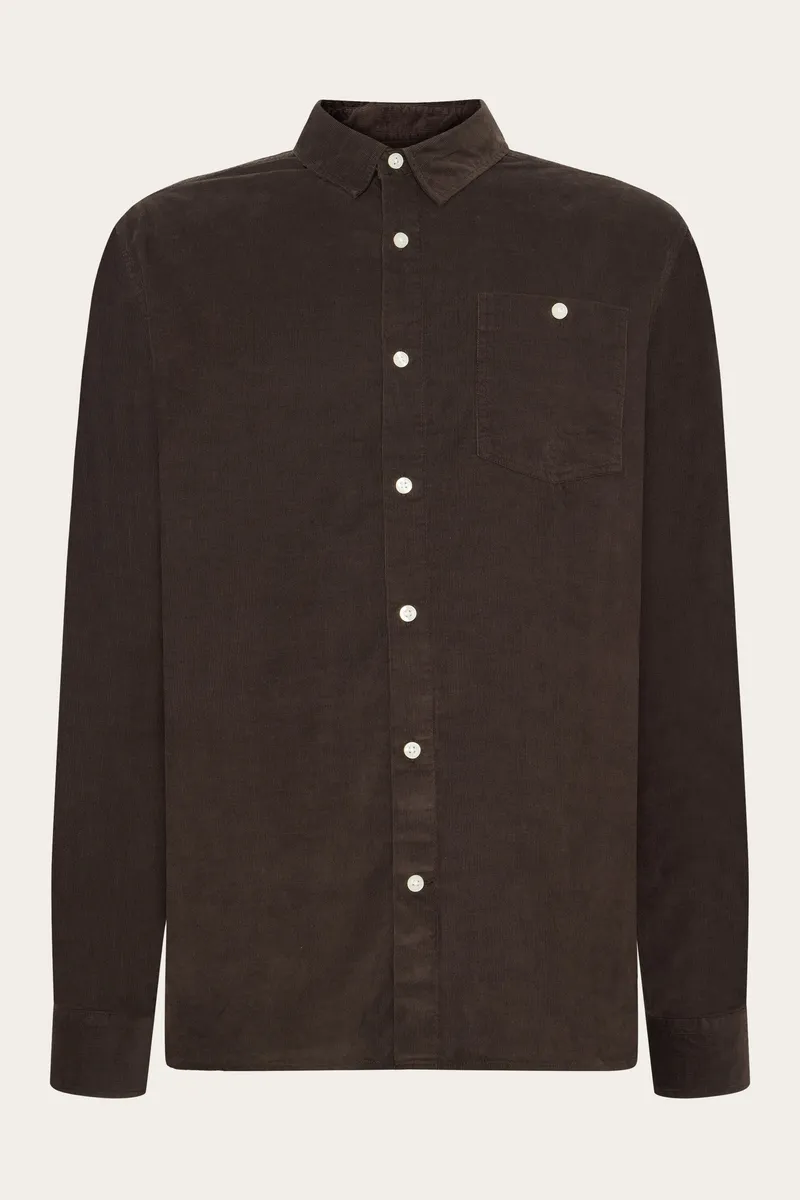 KnowledgeCotton Apparel KnowledgeCotton Apparel Herren vegan Hemd Corduroy Regular Chocolate Torte, Dunkelbraun, – Produktbild 1 von 2