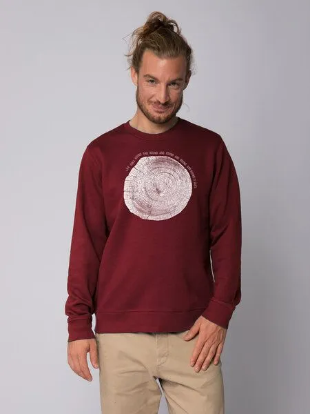 watapparel watapparel Sweatshirt Unisex Baumscheibe, Burgundy, – Produktbild 2 von 4