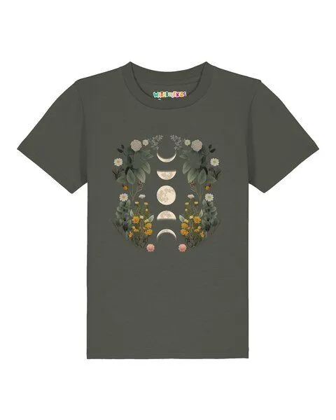 watabout.kids watabout.kids T-Shirt Kinder Moonphases & Flowers, Khaki, – Produktbild 1 von 2