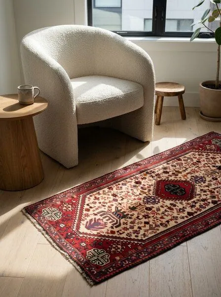 Rugtales Gashgai Mehrfarbig „Rugtales“ aus Schurwolle, 74x155 cm, Beige, – Produktbild 2 von 4