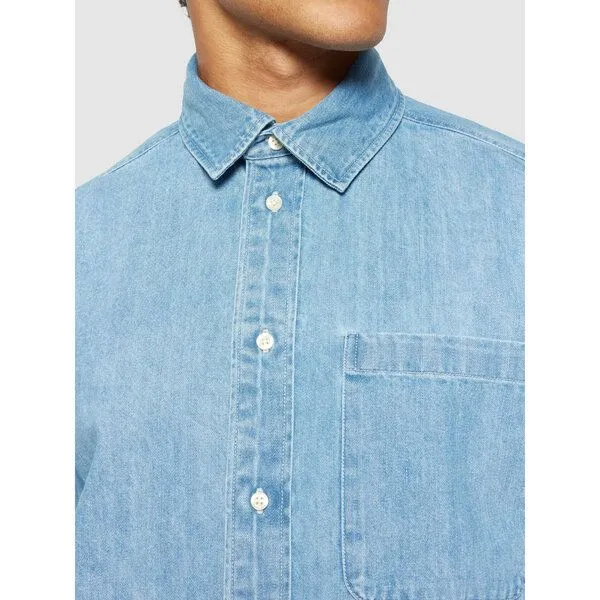 KnowledgeCotton Apparel KnowledgeCotton Apparel Jeanshemd LOOSE DENIM 2.0 aus Bio-Baumwolle, Blue, – Produktbild 4 von 4