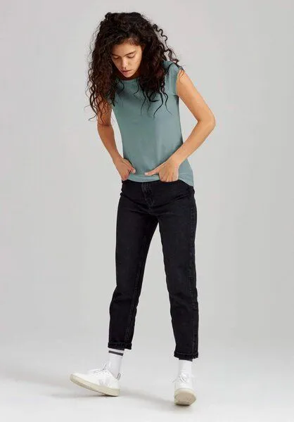 THOKKTHOKK ThokkThokk TT01 Cap Sleeve T-Shirt Damen (GOTS, vegan, Bio-Baumwolle), Green blue (grün-blau), – Produktbild 2 von 7