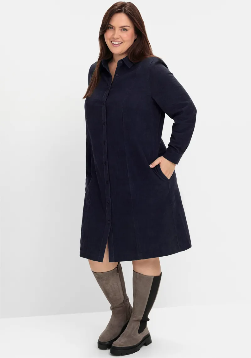 sheego Hemdblusenkleid, Tiefgrün, – Produktbild 2 von 2