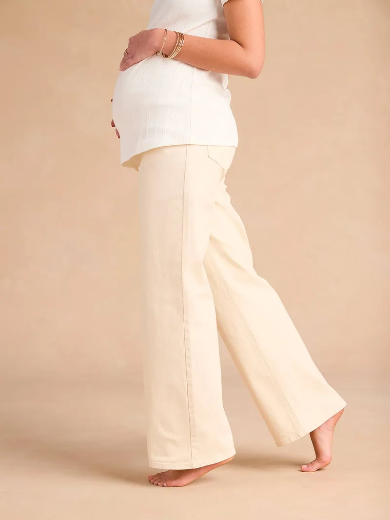 Envie De Fraise Weite Umstands-Jeans mit Seamless-Einsatz am Bauch ENVIE DE FRAISE, Wollweiß, – Produktbild 4 von 4