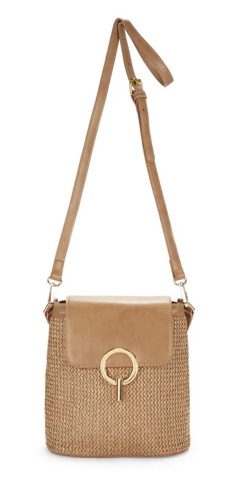 Lascana Lascana Umhängetasche Schultertasche, Strandtasche, Tragetasche, Korbtasche, Crossbody Bag, Handtasche Damen zum Umhängen in modischer Bast-Optik VEGAN, Blau, – Produktbild 3 von 5