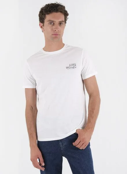 ORGANICATION ORGANICATION T-Shirt aus Bio-Baumwolle mit Wagen-Print, Weiß(off white), – Produktbild 1 von 4