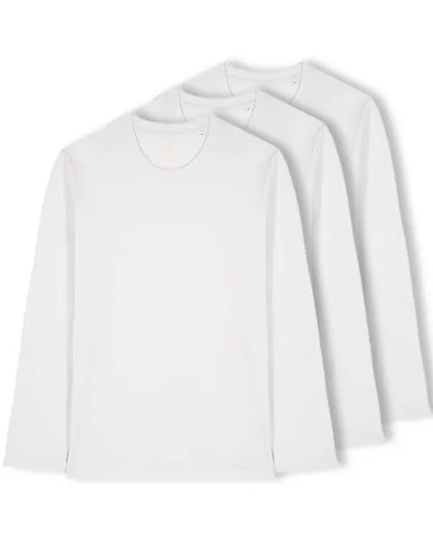 YTWOO YTWOO 3er Pack Unisex Basic Langarmshirts aus Bio-Baumwolle | Longsleeve | verschiedene Farbkombi | Mehrfachpack, Weiß-schwarz-navyblau, – Produktbild 2 von 4