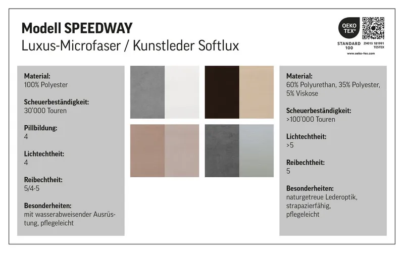 COTTA 2-Sitzer Speedway, Big-Sofa mit Kopfteilverstellung, Grau|weiß, – Produktbild 5 von 5