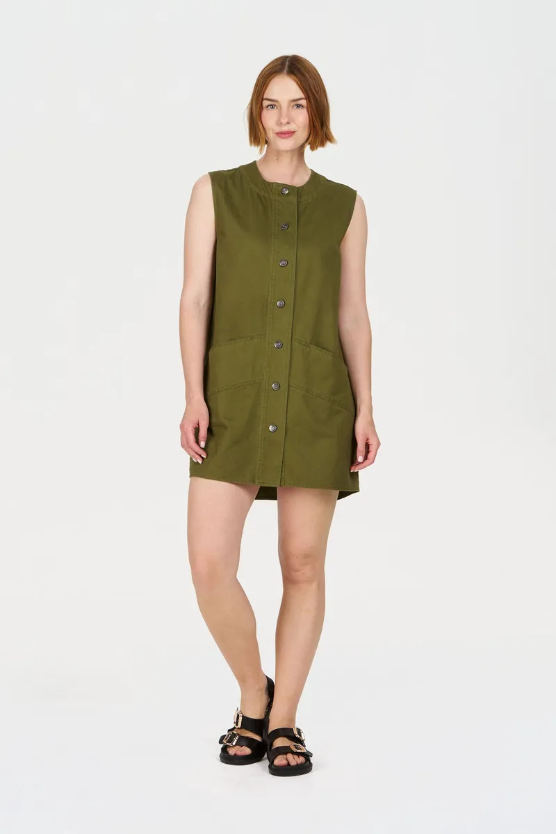 KOMODO KOMODO Damen vegan Kleid Rosie Khaki, Olivgrün, – Produktbild 1 von 1