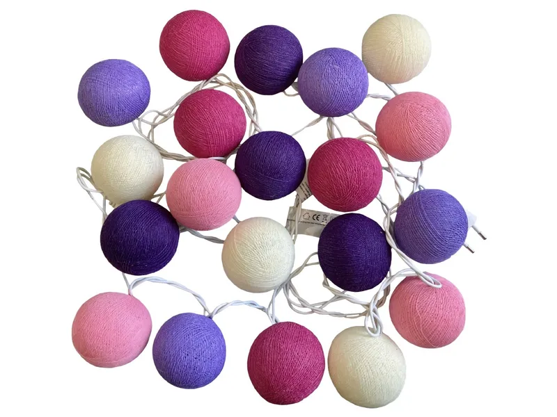 Caracol Caracol Kugel-Lichterkette 20 handgefertigte Kugeln, Rosa-lila, – Produktbild 2 von 2