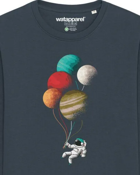 watapparel watapparel Sweatshirt Unisex Balloon Spaceman, India ink grey, – Produktbild 3 von 4
