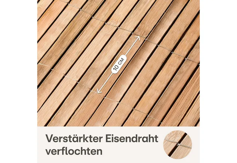 Praknu Balkonsichtschutz Balkon Sichtschutz Holz - FSC® Zertifiziertes, Natürliches Schilf (Sichtschutzmatte Bambus, Bambus Sichtschutz 300x90cm FSC-zertifiziert wetterfest) Einsetzbar Im Innen- Und Außenbereich - Sichtschutz für Garten, Zaun, Braun, – Produktbild 1 von 5
