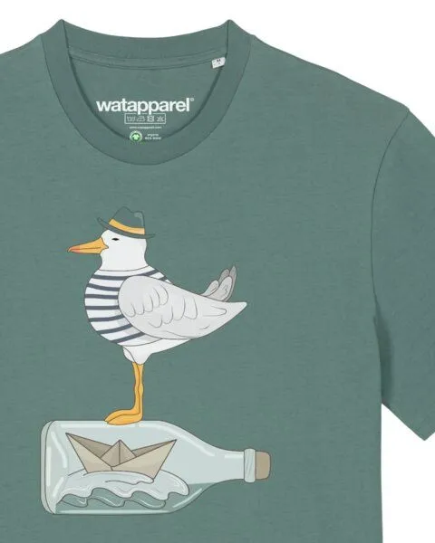 watapparel watapparel T-Shirt Unisex Möwe mit Hut, Green bay, – Produktbild 3 von 4