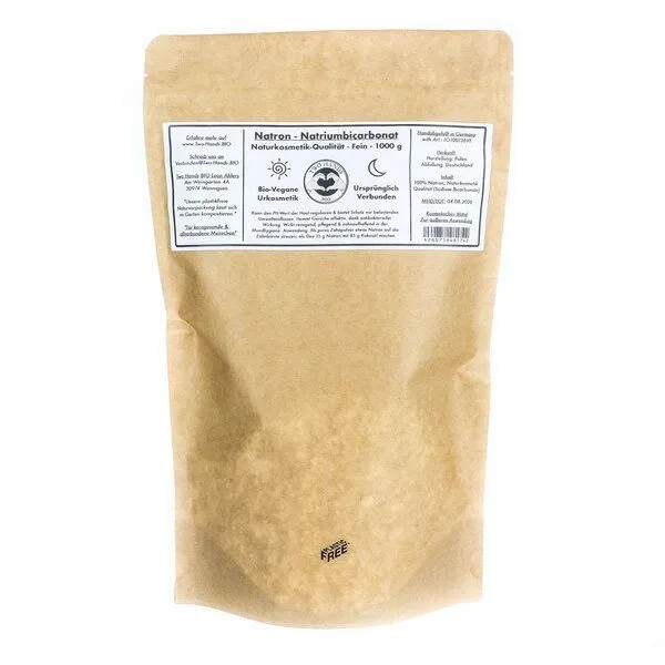 Two Hands BIO Two Hands BIO Natron - Natriumbicarbonat - Vegan - Plastikfrei - Extra Fein - 1000 g – Produktbild 1 von 1