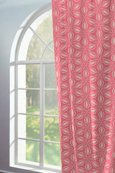 Nature by Adam Nature by Adam Vorhang aus 100% Bio-Baumwolle - Made in Germany - Retro Floret, Pink, – Produktbild 4 von 7