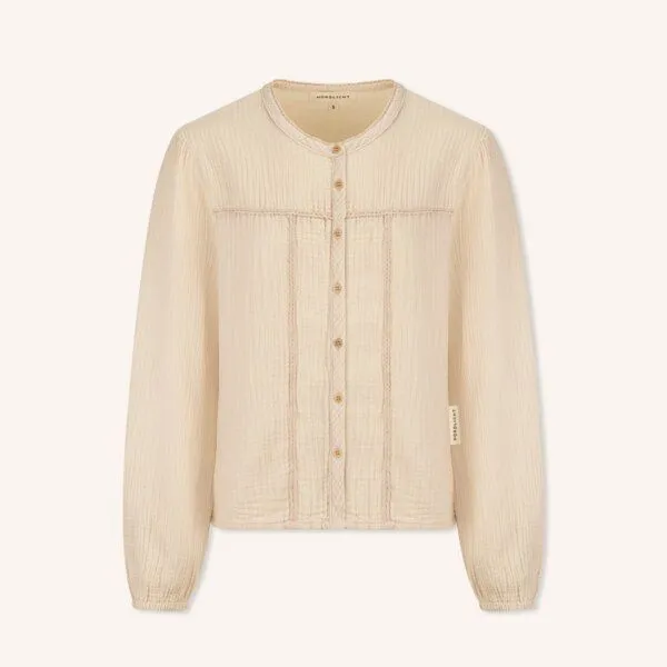 NORDLICHT NORDLICHT Musselin Bluse Emi-Langarm aus 100% Bio-Baumwolle, Natur, – Produktbild 2 von 4
