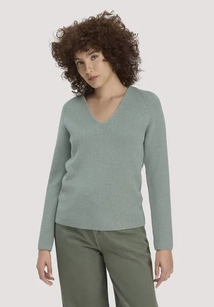 hessnatur hessnatur Strick Pullover Regular aus reiner Bio-Baumwolle, Mattgrün, – Produktbild 1 von 4