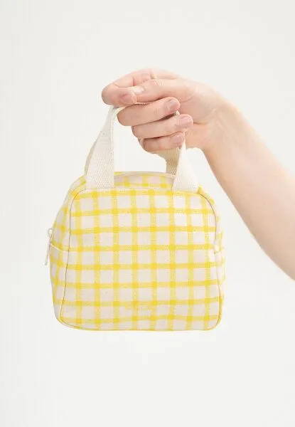 MELA Organizer Tasche klein SHAILA | von MELA | Fairtrade & GOTS zertifiziert, Greige / summer grid print, – Produktbild 1 von 4