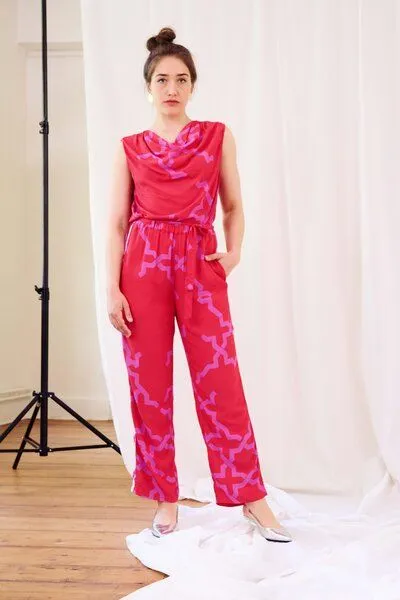 Sophia Schneider-Esleben Sophia Schneider-Esleben PJ Pants - aus Bio Baumwolle, Lila-rot, – Produktbild 4 von 4