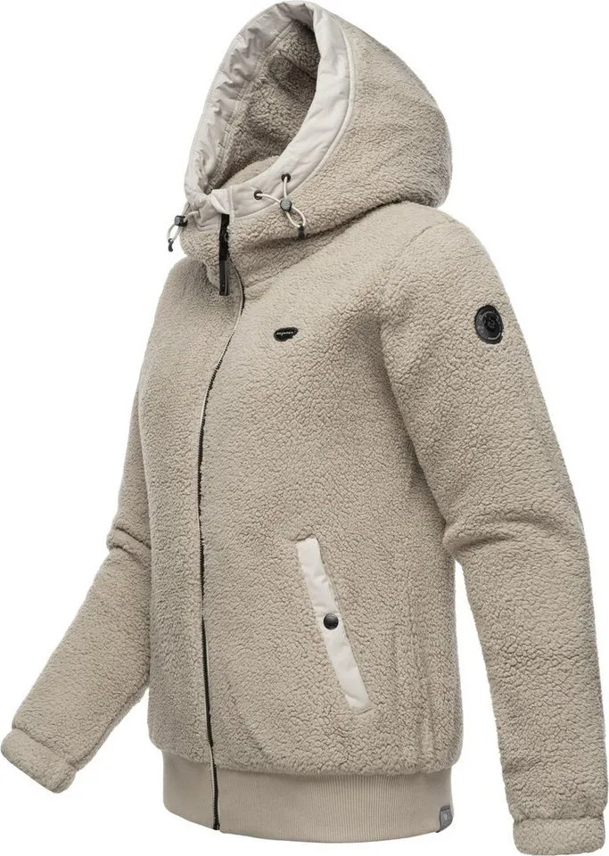 ragwear ragwear Outdoorjacke Cousy Short flauschige Übergangsjacke mit Teddyfell und Kapuze, Braun, – Produktbild 3 von 5