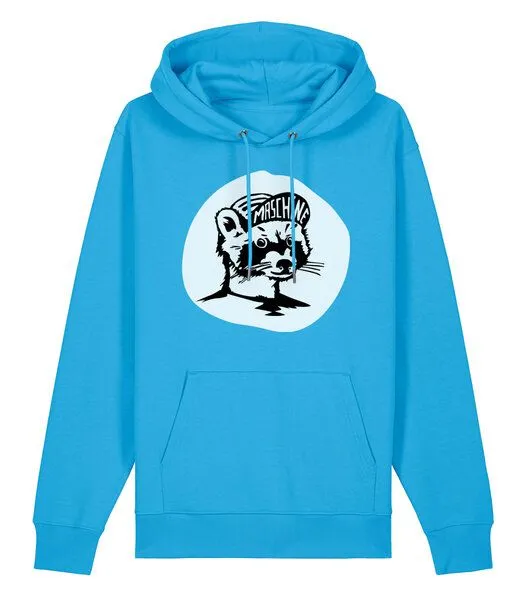 päfjes päfjes Waschbär die Maschine / Gravel / Rennrad - Unisex Fair Wear Bio Hoodie, Blau (azur), – Produktbild 2 von 3
