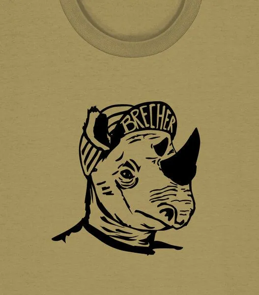 päfjes päfjes Nashorn der Brecher Fahrrad Gravel - Unisex Männer Bio Unifarben T-Shirt, Faded olive (grün), – Produktbild 3 von 4
