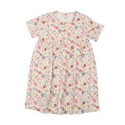 Walkiddy Kinderkleid GOTS zertifiziert, Bio-Baumwolle, mehrfarbig, „Flowers & Leaves“, Kurzarm, leicht & weich – Walkiddy – Produktbild 1 von 1
