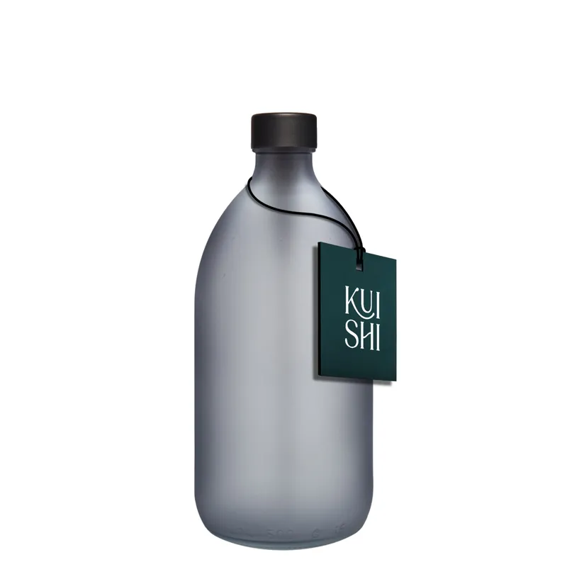 Graue Glasflasche mit Deckel – Produktbild 2 von 2