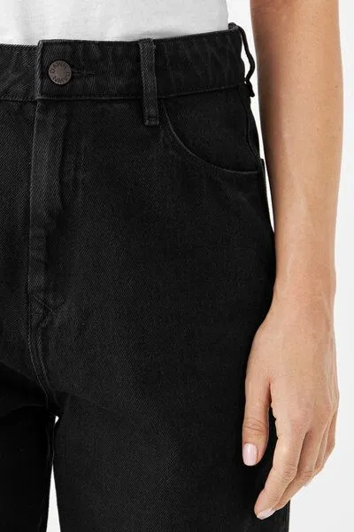 DAWN Damen Jeans Wide Straight Non-Stretch DAWN Bio-Baumwolle, Black denim, – Produktbild 4 von 4