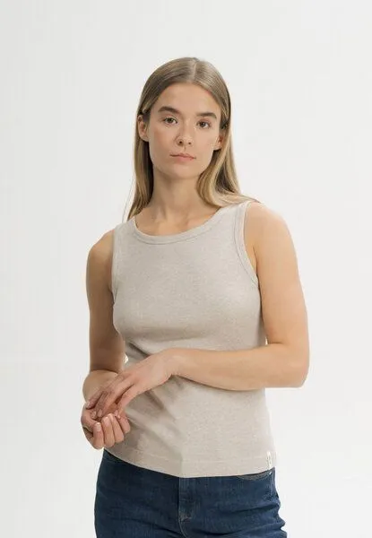 MELA MELA Ripp Tanktop Style DRISNA aus 100% Bio-Baumwolle, Kiesel melange, – Produktbild 1 von 4