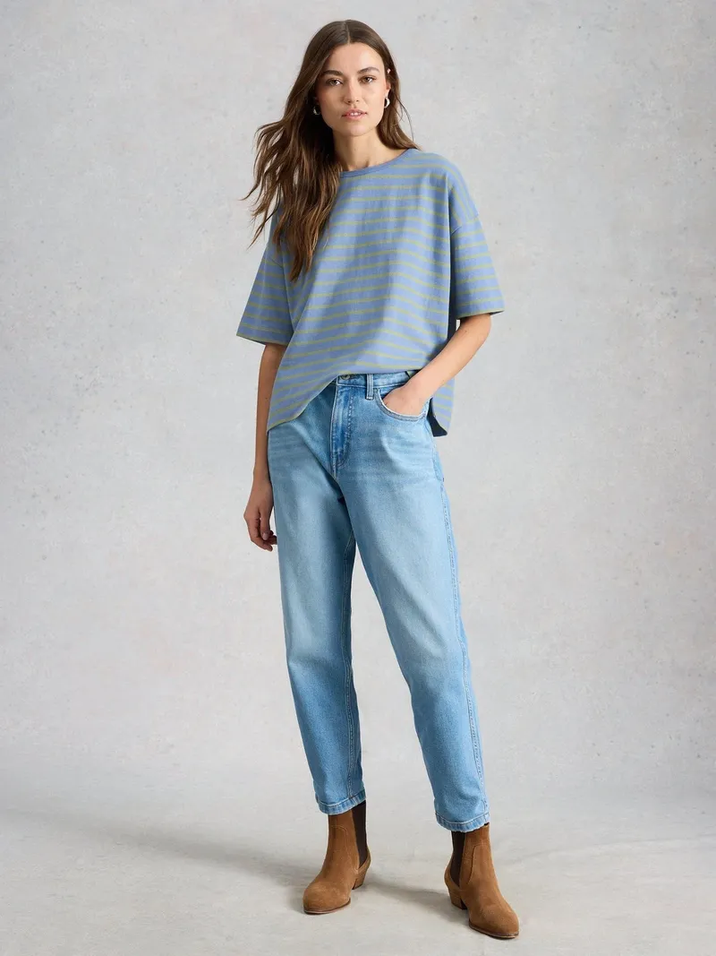 White Stuff Gestreiftes T-Shirt Kat - 34, Blau multi, – Produktbild 2 von 4
