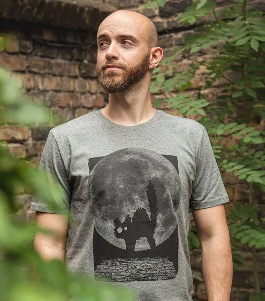 päfjes päfjes T-Shirt "Katze" Minka Fauch - Fair Wear Männer T-Shirt - Mid Heather Grey – Produktbild 1 von 4