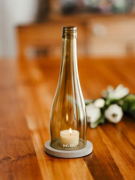 MaBe MaBe Wein Windlicht passend für jeden Tisch, Sideboard, Tresen - egal ob innen oder außen, Senf, – Produktbild 1 von 3