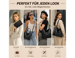 Toomoke Rucksack Damen Handtasche Groß Shopper mit Geldbörse, Elegante Schultertasche (Umhängetasche, Große Tasche mit vielen Fächern, 2-Tlg, Vegane Tasche für Alltag, Büro und Shopping), 44*16*32cm – Produktbild 1 von 1