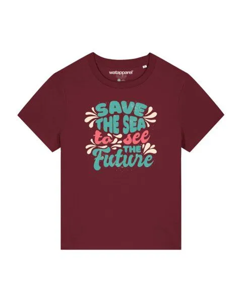 watapparel watapparel T-Shirt Frauen Save the sea, Burgundy, – Produktbild 1 von 3