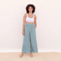 Jaya SKY - Damen - JAYA-UNIQUE - lässige Sommerhose, gerade geschnittene Beine, Drawstrings Dip-Dye Färbung handgemacht in Bali – Produktbild 1 von 1