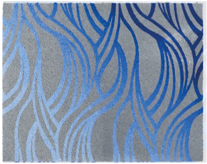 Grund Grund Badematte Mayra, Höhe 20 mm, rutschhemmend beschichtet, fußbodenheizungsgeeignet, Polyacryl, rechteckig, Frisches Wellenmuster in lebendigen Farben, 5 Jahre Garantie, Blau, – Produktbild 1 von 6