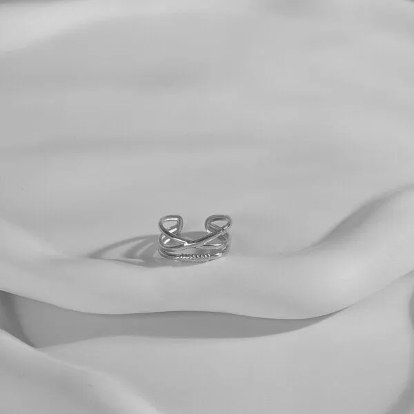 ELEKTROPULLI Größenverstellbarer Boho Layer Ring ca. Ø 17 - 19mm von Elektropulli, Silber, – Produktbild 2 von 2