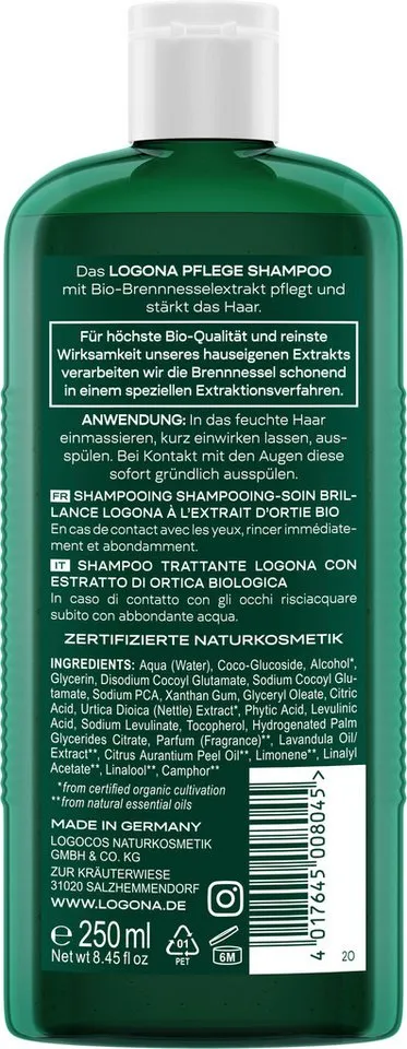 LOGONA LOGONA Pflege-Shampoo mit Brennnessel – Produktbild 4 von 4