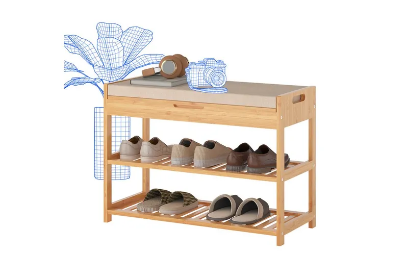 Flexispot Flexispot Schuhbank FLEXISPOT Schuhbank aus Bambus mit 200 kg Tragkraft (Schuhregal mit 2 Ebenen, Schuhhocker mit Sitzfläche & Ablage, platzsparend für Eingangsbereich), stabil & langlebig – Produktbild 1 von 5