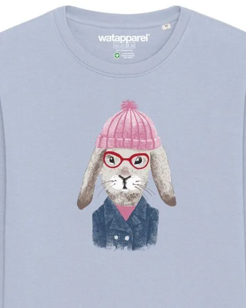 watapparel watapparel Sweatshirt Unisex Hase, Serene blue, – Produktbild 3 von 4