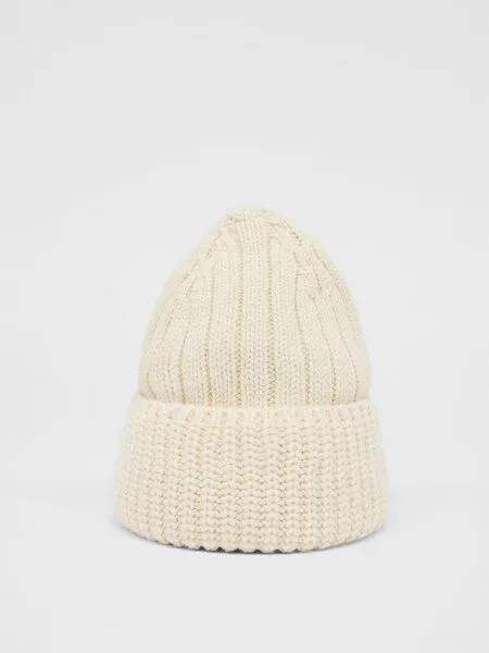 LANIUS LANIUS Strickmütze aus Bio-Schurwolle und Bio-Baumwolle, Off white, – Produktbild 3 von 4