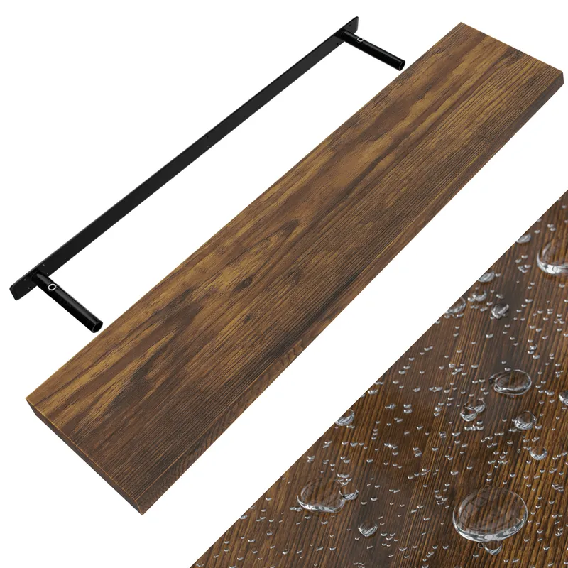 Casaria® Wandregal Schweberegal 110cm Eiche dunkel + Halterung, Eiche, – Produktbild 1 von 2