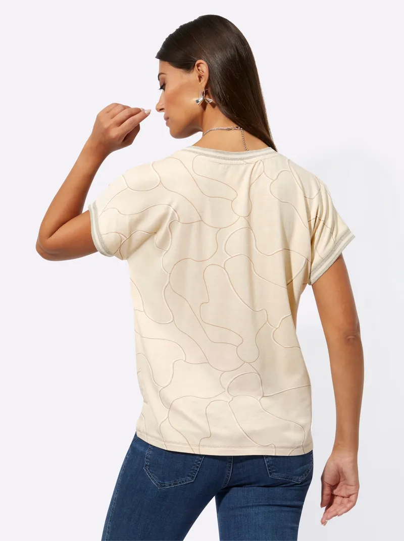 Witt Rundhalsshirt sand-champagner-bedruckt, Sand-champagner-bedruckt, – Produktbild 2 von 2