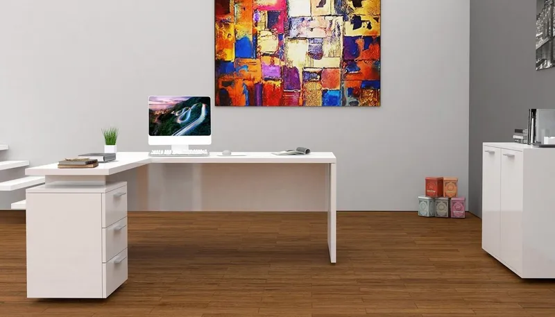 Home affaire Eckschreibtisch New Selina, Schreibtisch, Schubkästen, mit oder ohne Monitoraufsatz, B 180/160 cm, Weiß, – Produktbild 1 von 5