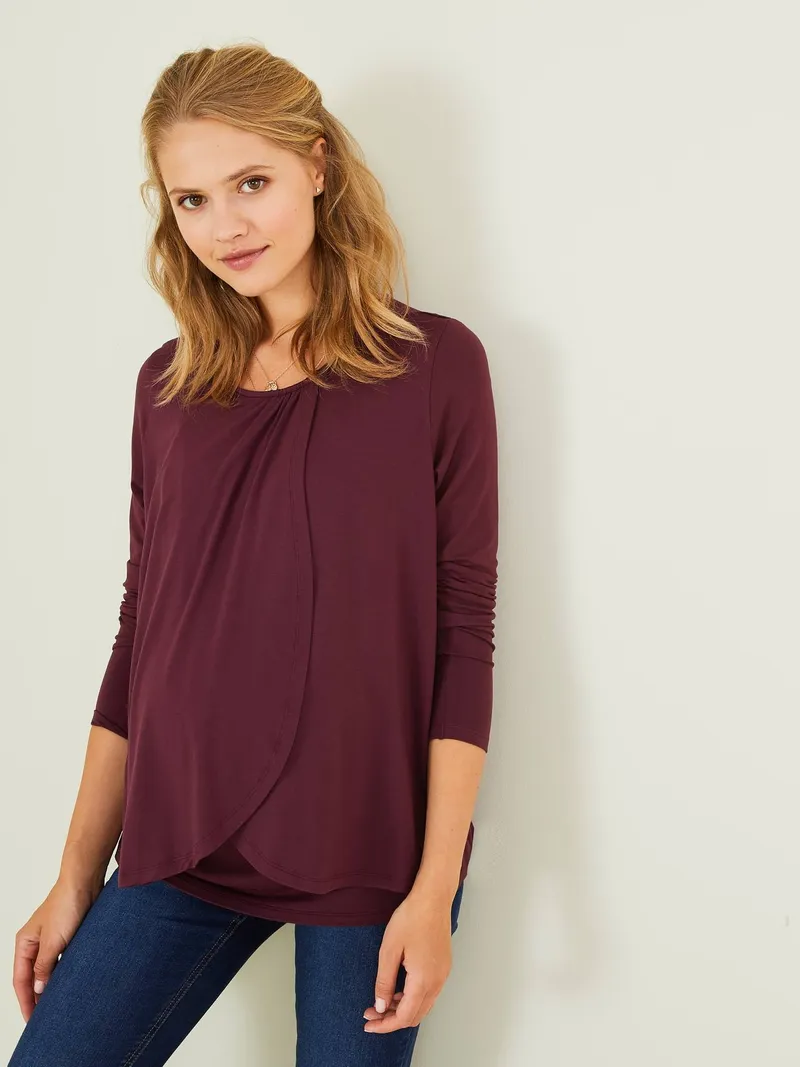 Vertbaudet Wickelshirt für Schwangerschaft & Stillzeit, Dunkelbraun, – Produktbild 1 von 4