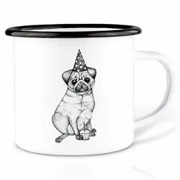 LIGARTI Emailletasse »Mops« von LIGARTI | 300 oder 500 ml | handveredelt in Deutschland | Cup, Kaffeetasse, Emaillebecher, Camping Becher – Produktbild 1 von 1