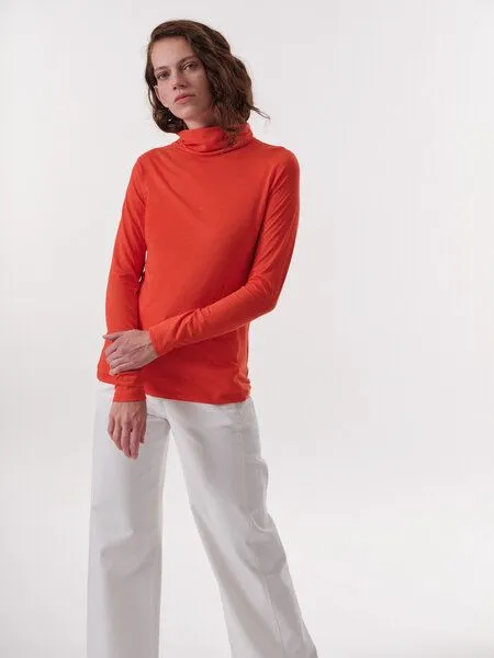 LANIUS LANIUS Rollkragenshirt aus Bio-Baumwolle, Red, – Produktbild 2 von 4