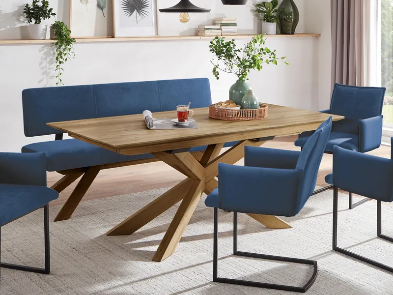 allnatura Tisch Aurana-Estenda Auszug 50 cm 100x180 cm Edelstahl gebürstet Wildeiche, Braun, – Produktbild 2 von 2