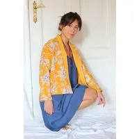 ManduTrap ManduTrap Boho Cardigan Damen – leichte Übergangsjacke aus recycelter Baumwolle (Kantha) – Sunaja, Gelb, – Produktbild 1 von 1